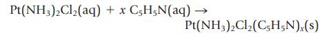 Pt(NH3)Cl(aq) + x C5H5N(aq)  Pt(NH3)2Cl2(C5H5N)x(S)