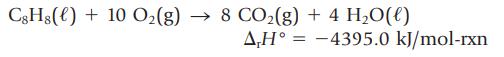 C8Hg() + 10 O(g)  8 CO(g) + 4 HO(l) AH-4395.0 kJ/mol-rxn