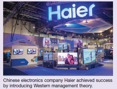 Haler Haier Chinese electronics company Haier achieved success by introducing Western management theory.