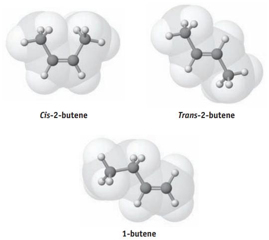 Cis-2-butene 1-butene Trans-2-butene