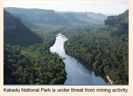 Kakadu National Park is under threat from mining activity.